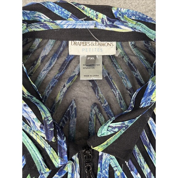 DRAPERS & DAMONS Stunning Blue & Black Zippered Blouse Jacket Size PXL - Picture 3 of 8